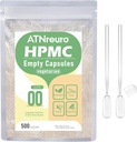 00 Capsules de légumes vides avec 2 microspoons - 500 capsules de légumes vides Count - Capsules de pilules vides pour suppléments de poudres