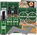 Kit de bardeaux,Kit de bardeaux w/2 Pack d'huile de bardeaux & 2 Pack de baume de bardeaux,Noël Stocking Stouffers Cadeaux pour hommes Lui mari papa petit-ami,Kit de rasage w/Barde brosse de peigne