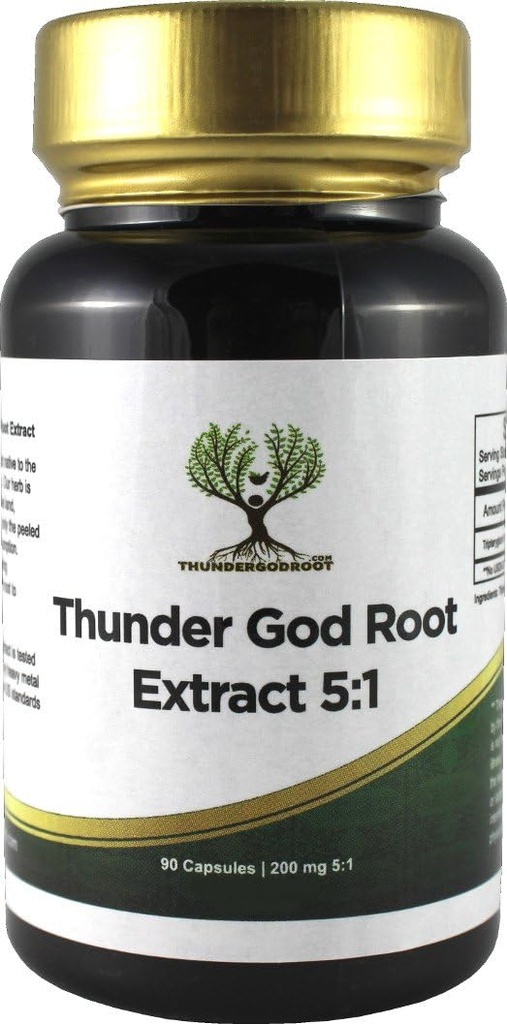 Thunder God Vine Root 5:1 Supplément – Tripterygium Wilfordii Supplément à base de plantes – Capsules de 200mg avec extrait de teng de Lei Gong – Extrait de vin de Thunder God avec Triptolide – 90 Capsules