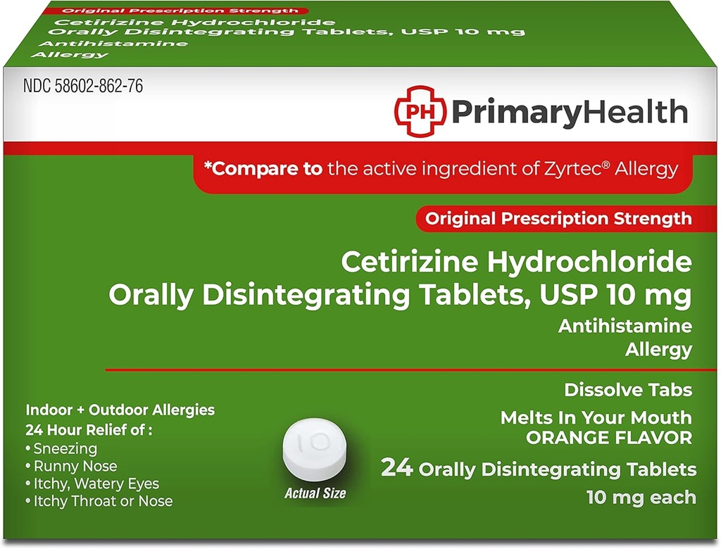 Cetirizine Hcl, 10mg Odt, 24 comte, 24 comte