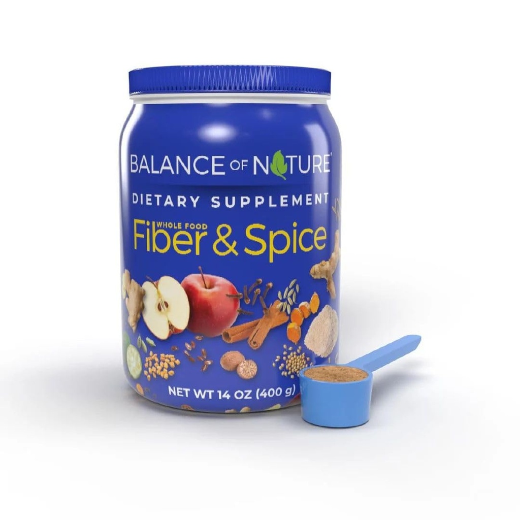 Balance de la fibre et de l'épice de la nature - Psyllium Husk, graines de lin, curcuma et pomme - 30 portions
