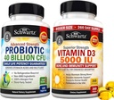 Vitamine D3 5000 UI 125 mcg (1 an d'approvisionnement) Plus 40 milliards UFC Supplément probiotique quotidien (2 mois d'approvisionnement)