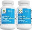 Terry Naturally BioActive Magnesium Complex - Bone & Heart Health Support - Supplement with Vitamin B6, Zinc & Magnesium - Pyridoxal-5-Phosphate Vegan Capsule Supplement - 60 Capsules (Pack of 2)