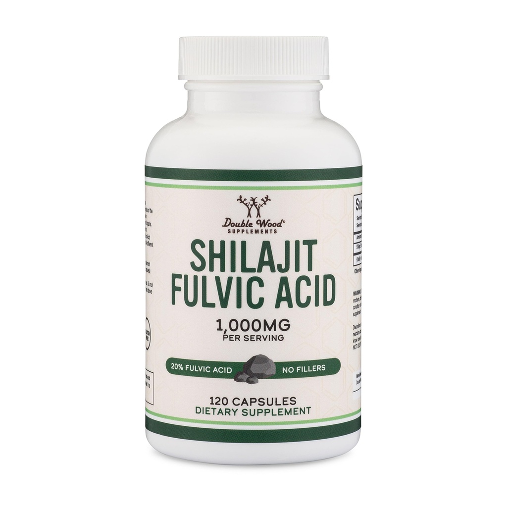 Shilajit Pure Himalayan Capsules (20% supplément d'acide fulvic) 1000mg d'extrait de Shilajit authentique par portion, 120 Compte (haut dans les minéraux traces, pas de remplissage) par Double Wood
