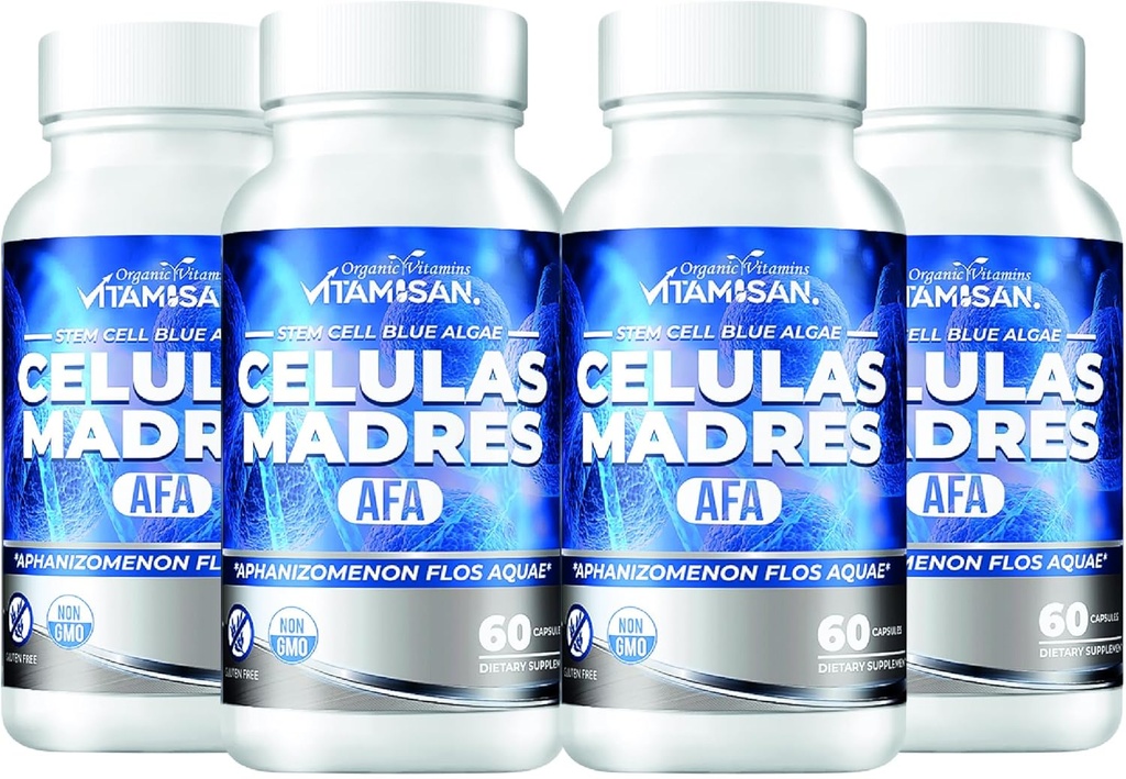 VITAMISAN 4 Celulas Madres Stemcells Celula AFA Blue Green Algae - Aphanizomenon Flos-aquae - Anti-Age 240 Capsules Nouveau sans OGM