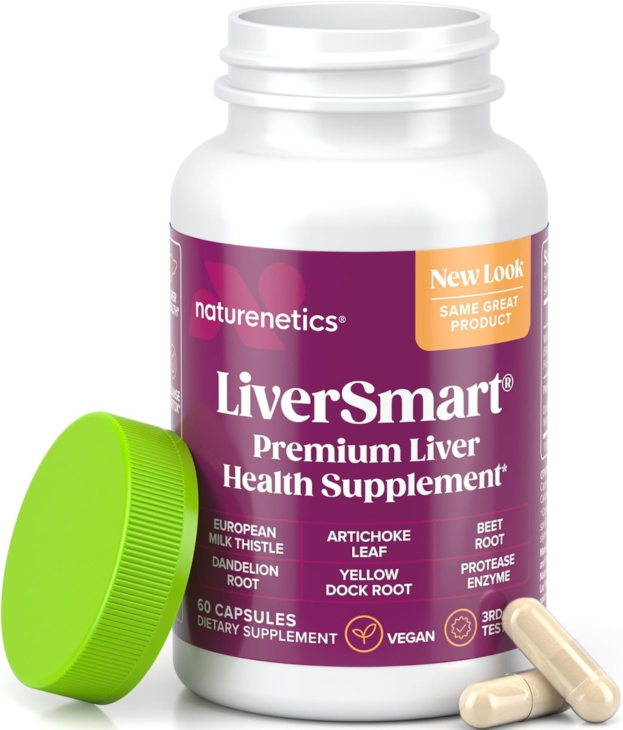 LiverSmart - Liver Cleanse & Repair Formula with European Milk Thistle, Silymarin, Artichoke, Dandelion, Yellow Dock Root, Beet Root - Supplément pour aider, renouveler et soutenir la santé du foie (1)