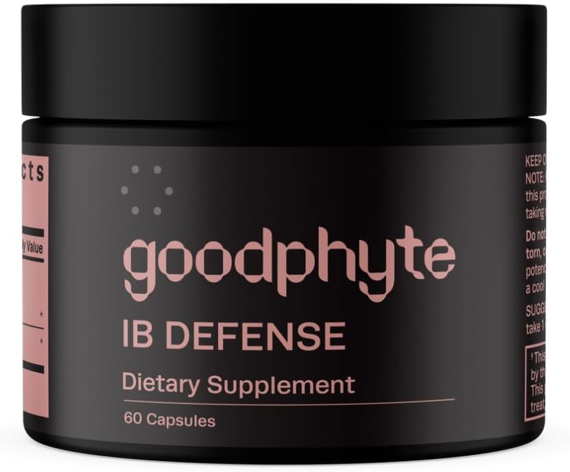 Goodphyte (en anglais seulement) IB Defense Dietary Supplement (en anglais seulement) 60 Capsules Occuring Enzymes that regulate Digestion (en anglais seulement) Premium All Natural Relief from IBS, Constipation, Bloating, Gas, & Indigestion