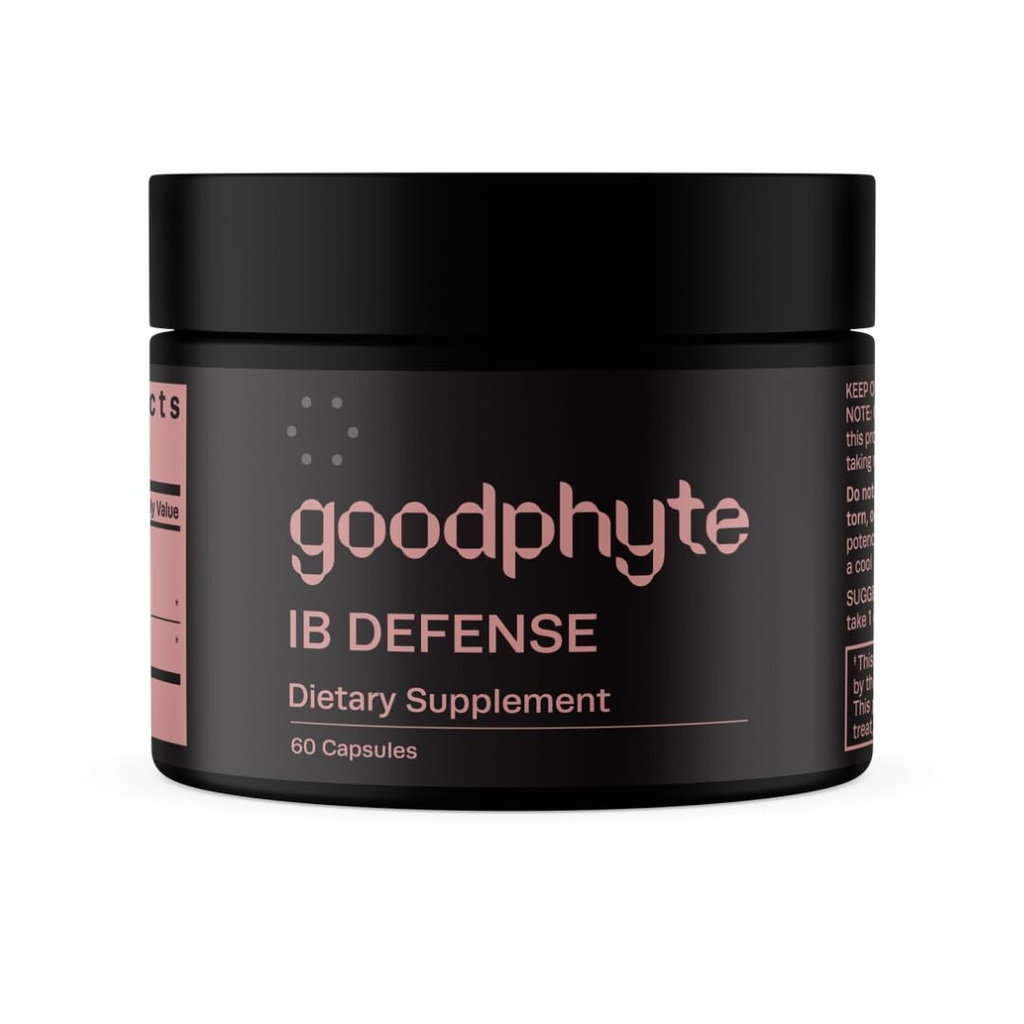 Goodphyte (en anglais seulement) IB Defense Dietary Supplement (en anglais seulement) 60 Capsules Occuring Enzymes that regulate Digestion (en anglais seulement) Premium All Natural Relief from IBS, Constipation, Bloating, Gas, & Indigestion