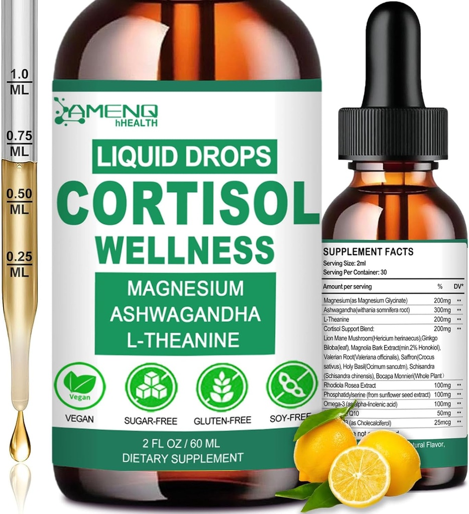 Suppléments de cortisol pour les femmes et les hommes, 16-en-1 Cortisol Reducer Detox Manager w. Magnésium, Ksm-66 Ashwagandha, L-Theanine, Rhodiola, Phosphatidylsérine pour le Cortisol inférieur, Mood Recess, Focus Support