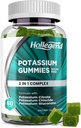 Potassium 3 en 1 Gommies complexes sans sucre, nouvelle formule avec 99 mg de citrate de potassium, chlorure de potassium, gluconate de potassium, crampes des jambes et suppléments musculaires, 60 à croquer