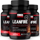 FACTEUR DE FORCE LeanFire, 3-Pack, Pills d'énergie préentraînement avec extrait de thé vert et caféine pour augmenter l'énergie, construire le muscle maigre, améliorer la performance sportif, et améliorer la concentration, 90 capsules