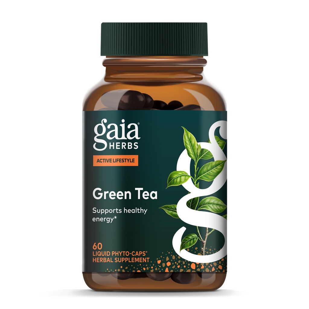 Gaia Herbs Green Tea - aide à maintenir des niveaux de poids et d'énergie sains* - avec la feuille de thé vert biologique et l'extrait - 60 phytocapsules liquides végétaliens (15 jours d'approvisionnement)