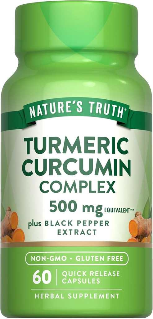 La vérité de la nature Curcumine curcumine curcumaire avec extrait de poivre noir de 500mg.60 Capsules.