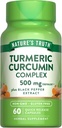 La vérité de la nature Curcumine curcumine curcumaire avec extrait de poivre noir de 500mg.60 Capsules.