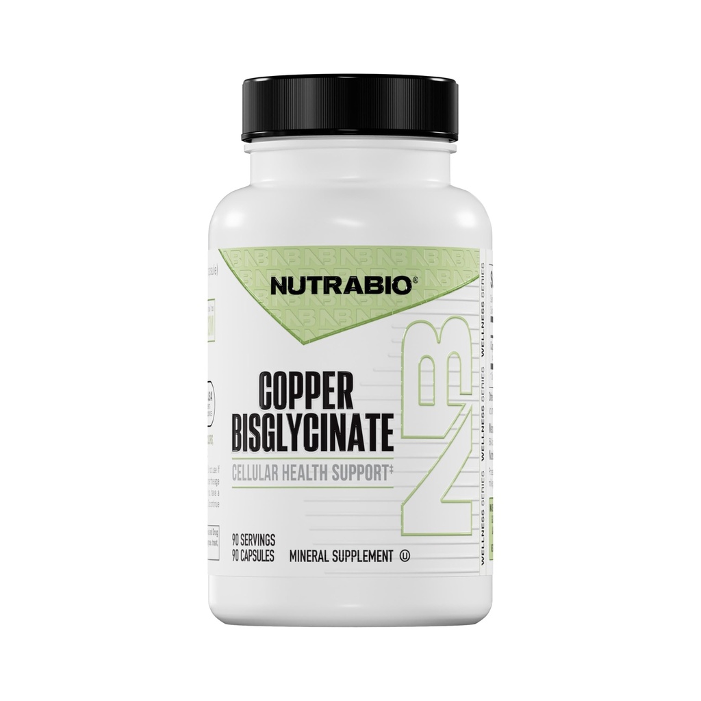 Supplément de bisglycinate de cuivre chélaté NutraBio (3mg), soutien immunitaire - Supplément de cuivre- 90 capsules