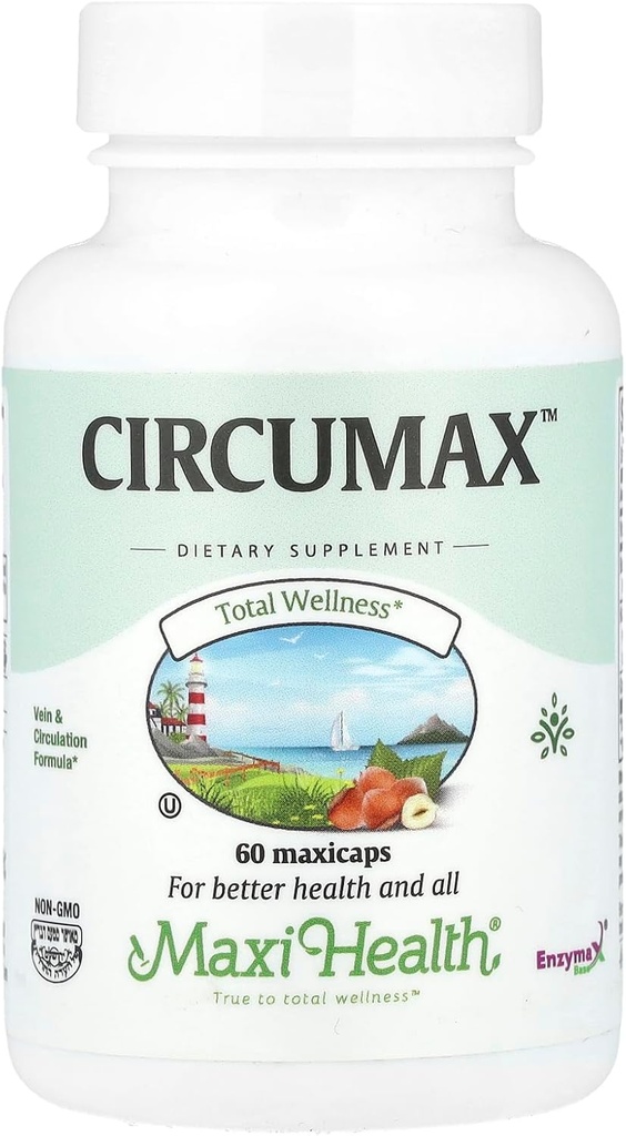 Maxi Health CircuMax Supplément - Haute puissance - Formule de veine et de circulation - 60 Capsules - Kosher
