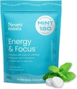 NeuroGum Energy Monnaies de caféine (180 pièces) - Sans sucre avec L-théanine + Caféine naturelle + Vitamine B12 & B6 - Nootropic Energy & Focus Supplément pour les femmes et les hommes - Keto & Vegan, Peppermint Flavor