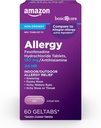 Soins de base, 24 heures de soulagement de l'allergie, Fexofenadine Hydrochloride Geltabs 180 mg, Antihistaminique non somnolent, 60 Compte