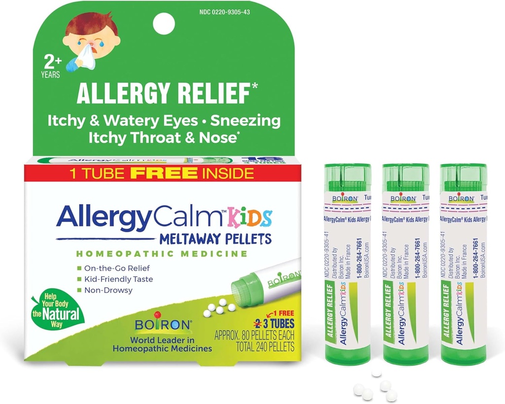 Boiron AllergieCalm Enfants Médecine homéopathique pour le soulagement de l'allergie Boîte de 3 tubes
