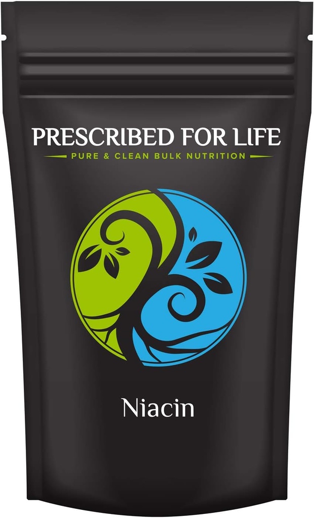Prescription pour la vie Poudre de niacine de vitamine B3 pour la santé de la peau et le soutien digestif de Végétaux, sans gluten, sans OGM Poudre d'acide nicotinique (5 kg / 11 lb)
