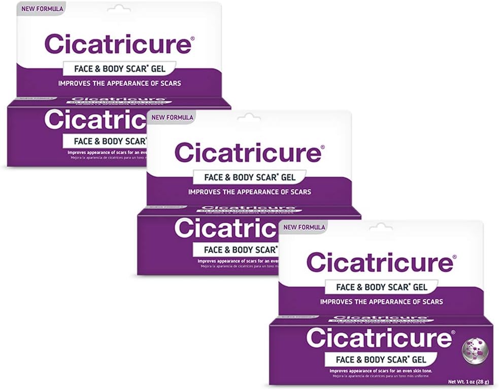 Cicatricure visage et corps Gel de cicatrice avancé, gel de cicatrice pour les vieilles et les nouvelles cicatrices, Fades marques stretch loin, cicatrices chirurgicales, blessures, brûlures, pour les adultes et les enfants, 1 oz (28g), 3 pack