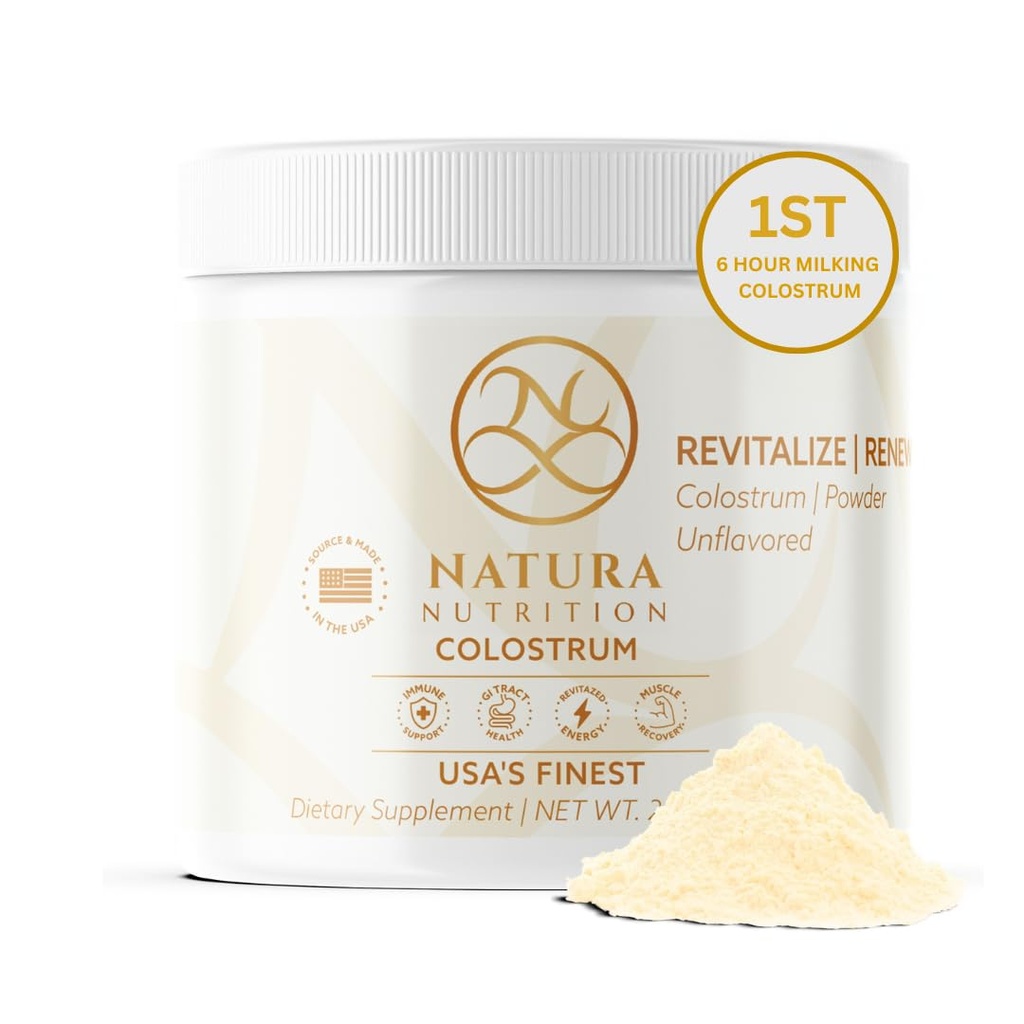Poudre de colostrum à base d'herbe – 100% pure, première lactation – IgG naturel 25% – Gut, Immune & Recovery Support – USA Source, sans additifs – 60 portions