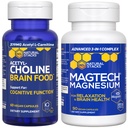 Natural Stacks Magtech Magnesium + Acetylcholine Brain Food Bundle - Supports Brain Health, Relaxation & Cognitive Function* - 150 Total Capsules