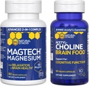 Stacks naturels Magtech Magnésium + acétylcholine Bundle alimentaire Cerveau - soutient la santé cérébrale, la relaxation et la fonction cognitive* - 150 Capsules totales