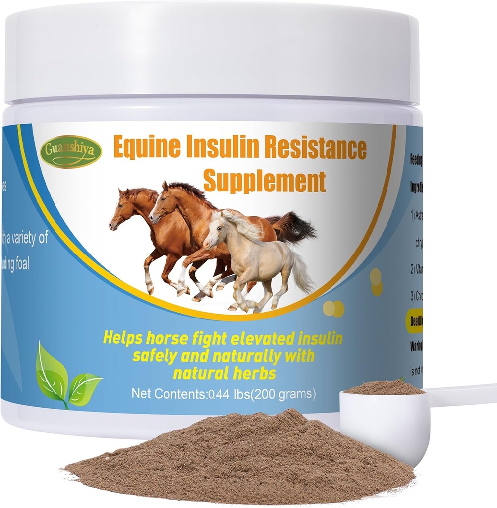 Supplément de résistance à l'insuline pour chevaux,Support des chevaux avec des niveaux d'insuline élevés,Laminite,Syndrome de Coussin,Feuilles de plaies chroniques,Retour au pâturage,0.44 lbs