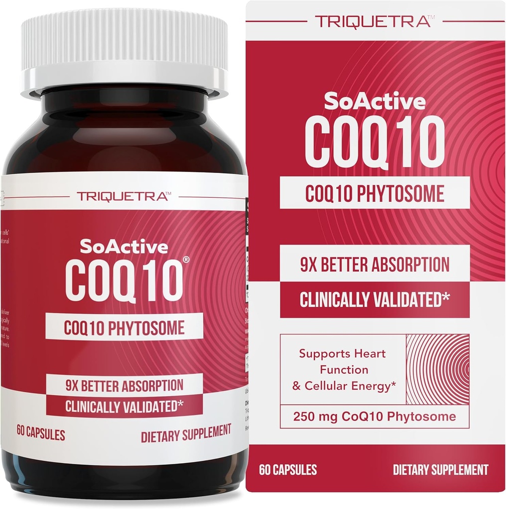 SoActive CoQ10® 250 mg: CoQ10 Phytosome jusqu'à 9X Absorption supérieure - Livraison cellulaire éprouvée - Supporte la production d'énergie cellulaire (60 capsules)