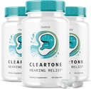 (3 Pack) Pilules Cleartone - Formule officielle - Pilules de soutien auditif Cleartone Acouphène, Pilules claires Relief auditif Formule de résistance maximale Supplément de vitamine avancée Clear Tone (180 capsules)