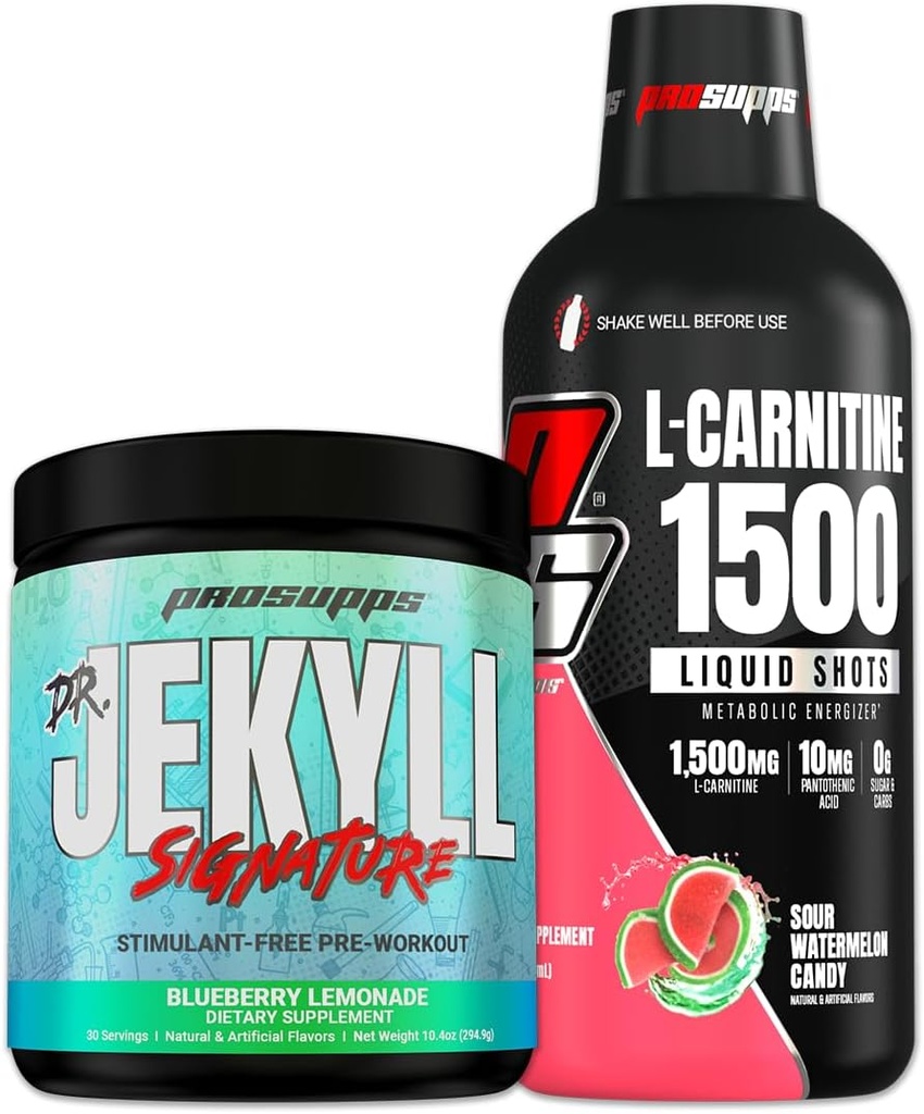 PROSUPPS Dre Jekyll Signature Blueberry Lemonade et L-Carnitine 1500 Sour Watermelon Candy Bundle