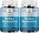 Gummies calmantes pour adultes avec Ashwagandha et Magnésium - Gummies de stress relaxantes avec L Theanine 5HTP et extrait de baume de citron - Extrait de camomille Adaptogène Vitamine B6 180 Compte