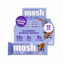MOSH Blueberry Crunch Keto Protein Bars, haute fibre, faible teneur en glucides, sans gluten, haute teneur en protéines, snack en santé cérébrale, 12 comtes