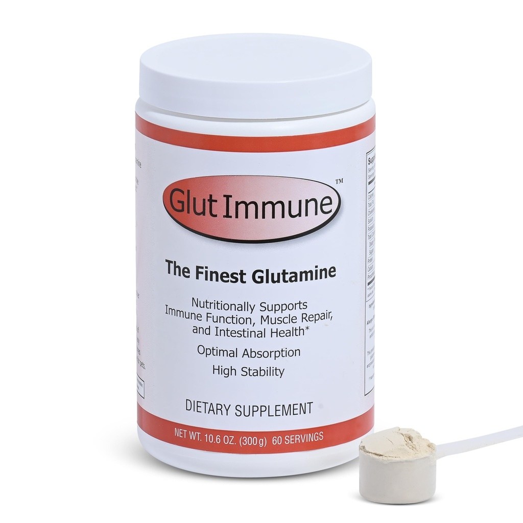 Glut Immune La poudre de glutamine la plus fine Sans lait 300g Bien Sagesse, naturellement supérieure supplément de glutamine collée pour la santé de Gut, Immune Focus & Recovery avec 60 portions