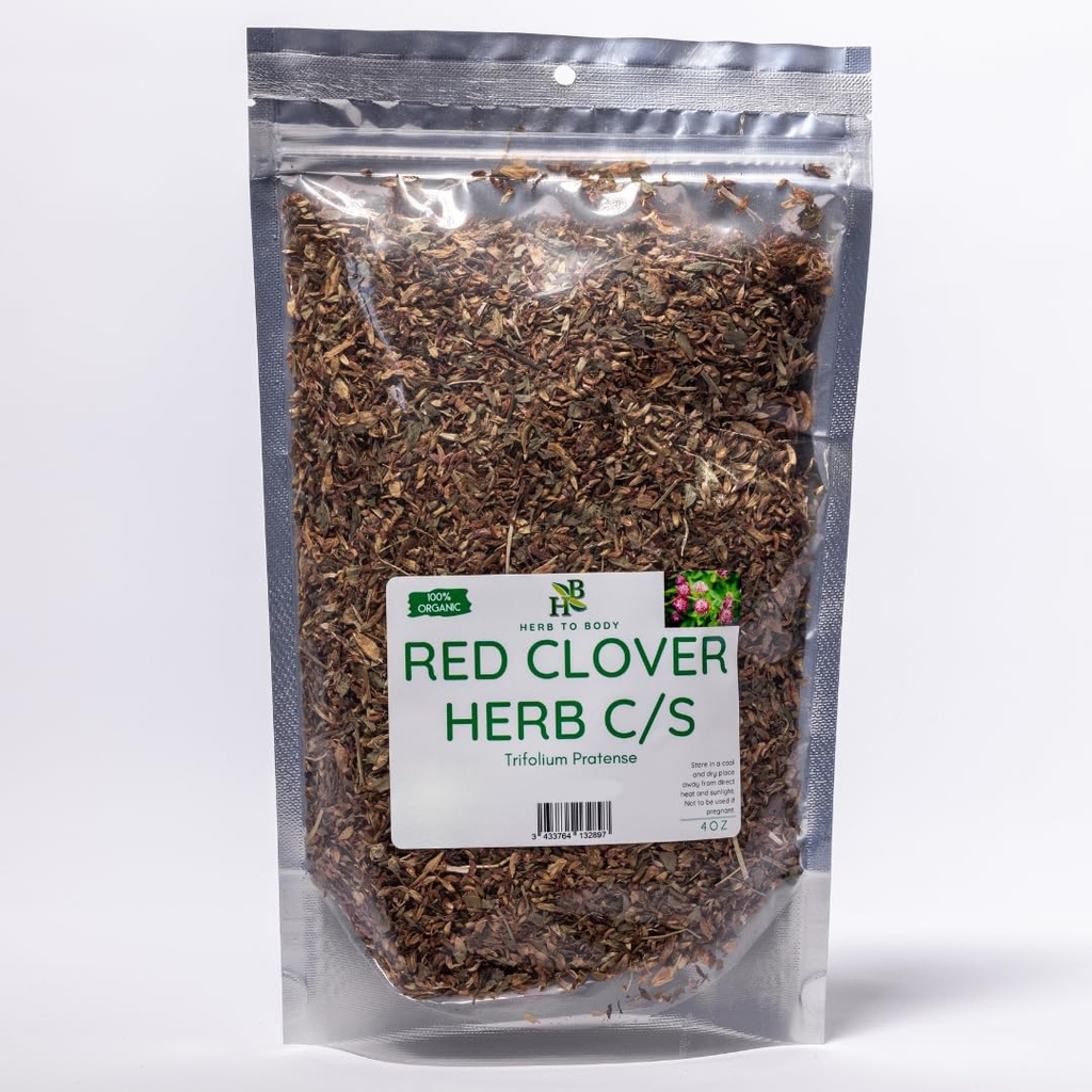 Herb to Body Red Clover Herb Cut & Sifted - 4oz, Trifolium naturel Pratense pour le thé au trèfle rouge, extraits, teintures et préparations à base de plantes traditionnelles