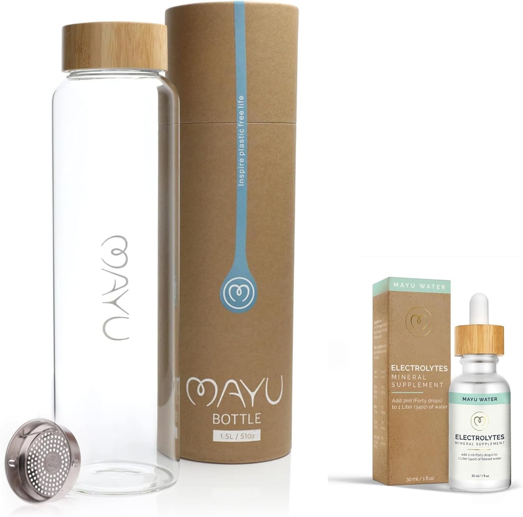 Bouteille Up Bundle - gouttes d'eau électrolytiques + 1,5L Bouteille en verre premium