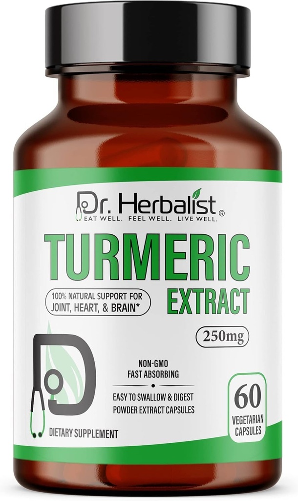 Dr. HERBALIST Turmeric Curcumin Extract 250mg – 60 Capsules véganes