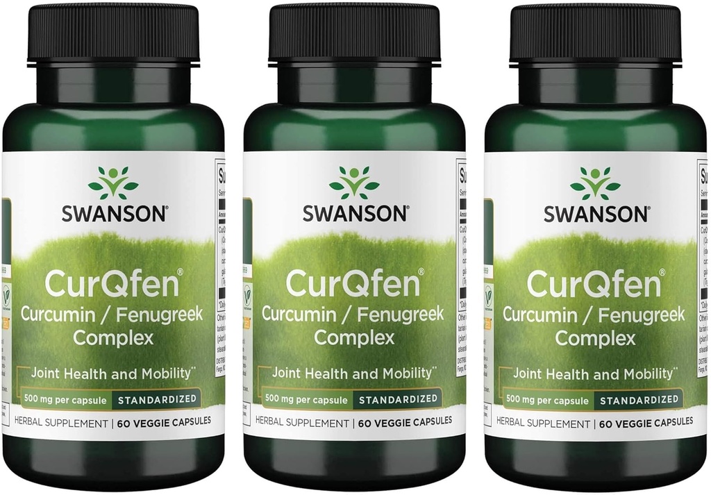 Swanson à libération contrôlée Curqfen Curcumin/Fenugrec Complex 60 Capsules de Veg (3 Pack)