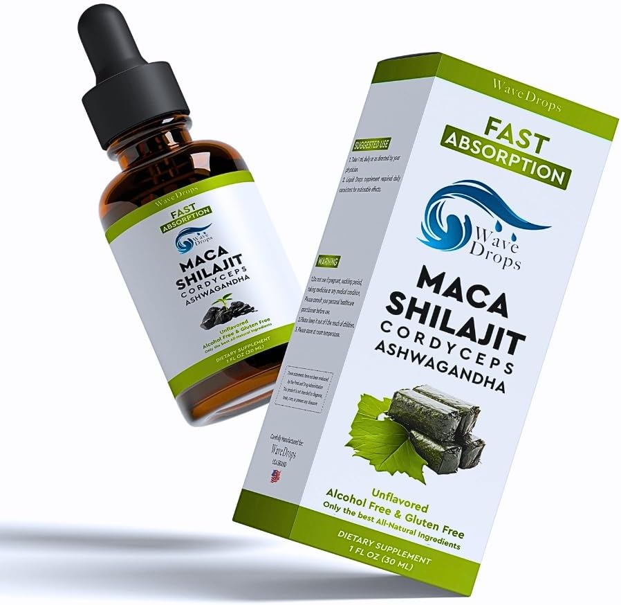 Generic Maca, Shilajit, Cordyceps, Ashwagandha Liquid Drops | All Natural Ingredients | Promotes Relaxation,Supports Sleep and Cognitive Function | 1 Fl Oz