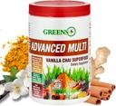 Verts+ Poudre de super-aliments multi-vanille Chai, mélange biologique sain pour la vitalité du matin, nutrition, santé vive, supplément alimentaire, vitamines minérales, végétalien, soja/lait/sans gluten(9,4 oz)