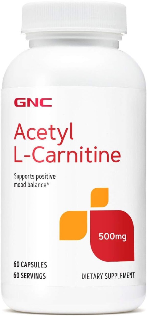 GNC Acetyl-L-Carnitine 500mg, Supports Positive Mood Balance, 60 Count