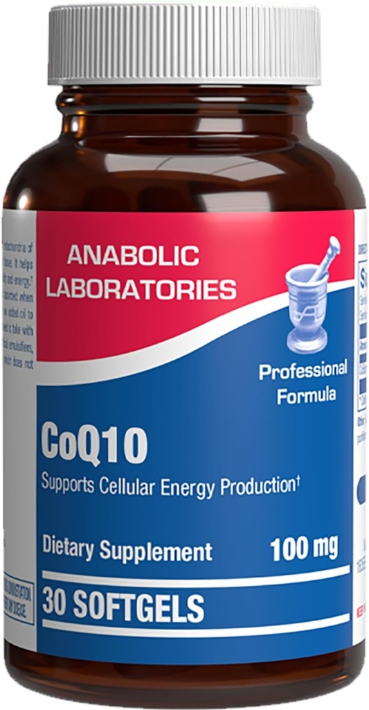 Haute absorption CoQ10 100mg Softgels - Formule clinique Coenzyme Q10 100mg pour l'énergie cardiaque de la peau Antioxydant et soutien du cerveau - Facile à avaler - Fabriqué aux États-Unis dans les installations cGMP - 30 portions