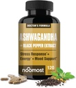 NooMost Ashwagandha 1200mg Supplément de 10% Withanolides avec extrait de poivre noir.Extrait de racine pure pour le stress, favorise l'énergie, l'humeur, Helathy Sommeil pour les hommes et les femmes.