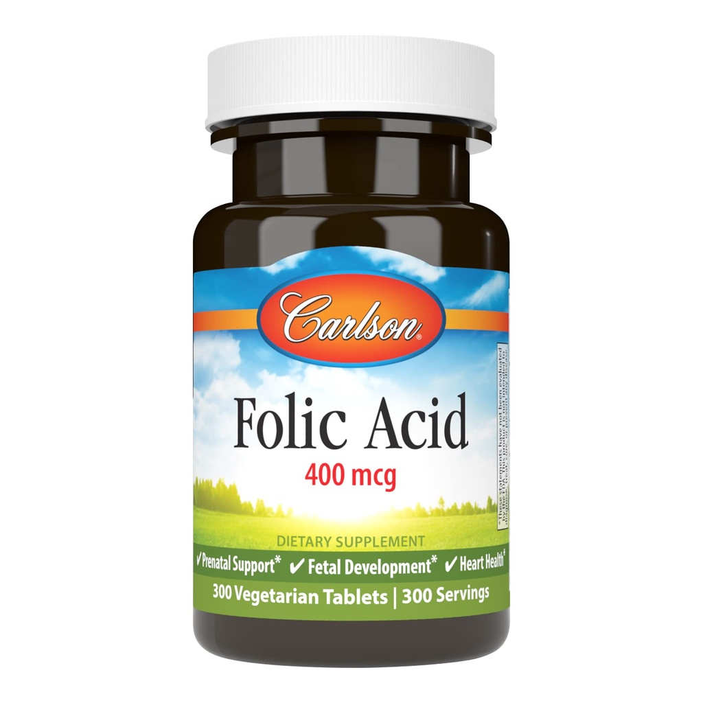 Carlson - acide folique, 400 mcg, offre un soutien prénatal important, développement foetal, 300 comprimés