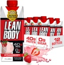 Labrada Lean Body Ready to Drink Strawberry Protein Shake, 40g Protéines, mélange de lactosérum, 0 sucre, sans gluten, 22 vitamines et minéraux, 17 once (carton recyclable et couvercle - boîte de 12) LABRADA