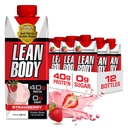 Labrada Lean Body Ready to Drink Strawberry Protein Shake, 40g Protéines, mélange de lactosérum, 0 sucre, sans gluten, 22 vitamines et minéraux, 17 once (carton recyclable et couvercle - boîte de 12) LABRADA
