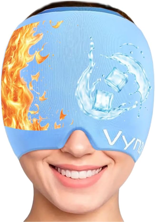 Cape de soulagement de la migraine Cap Miracle Cap360 Cape de soulagement de la migraine chaude et fraîche Cape de traitement de la migraine Gel apaisant sans odeur Cape de traitement de la migraine pour tension, stress et sinus (bleu)