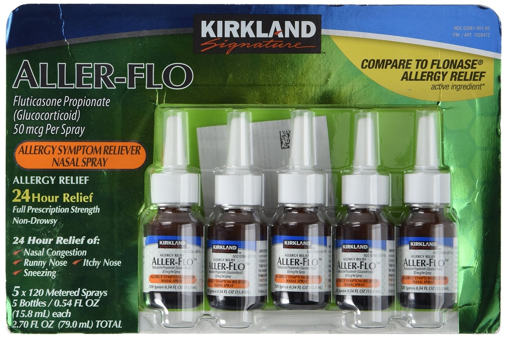SIGNATURE KIRKLAND Kirkland Aller-Flo Fluticasone Propionate (Glucorticoïde), 0,54 Fl Oz. (paquet de 5)