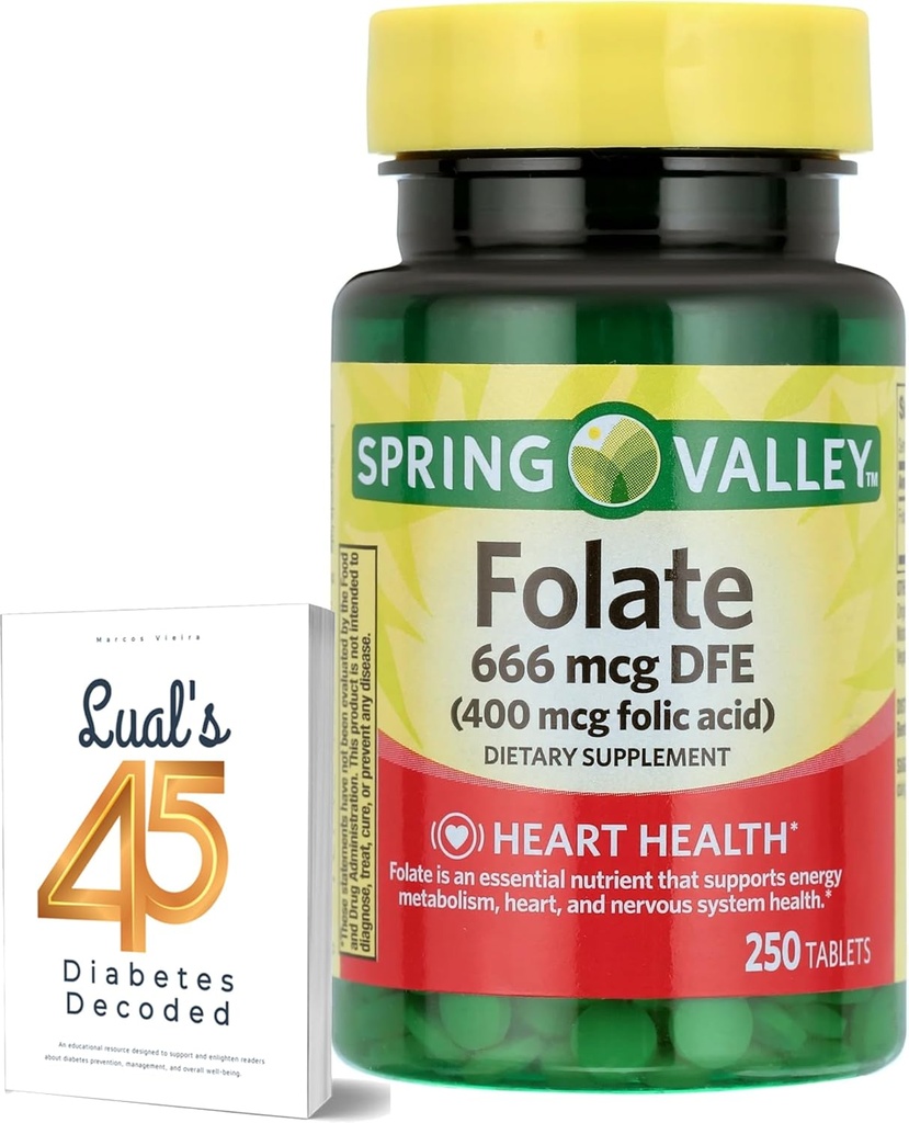 LUAL Spring Valley Folate 666 mcg DFE (400 mg d'acide folique) 250 CountBundle 45 Diabète décodé, Supplément folate pour les femmes